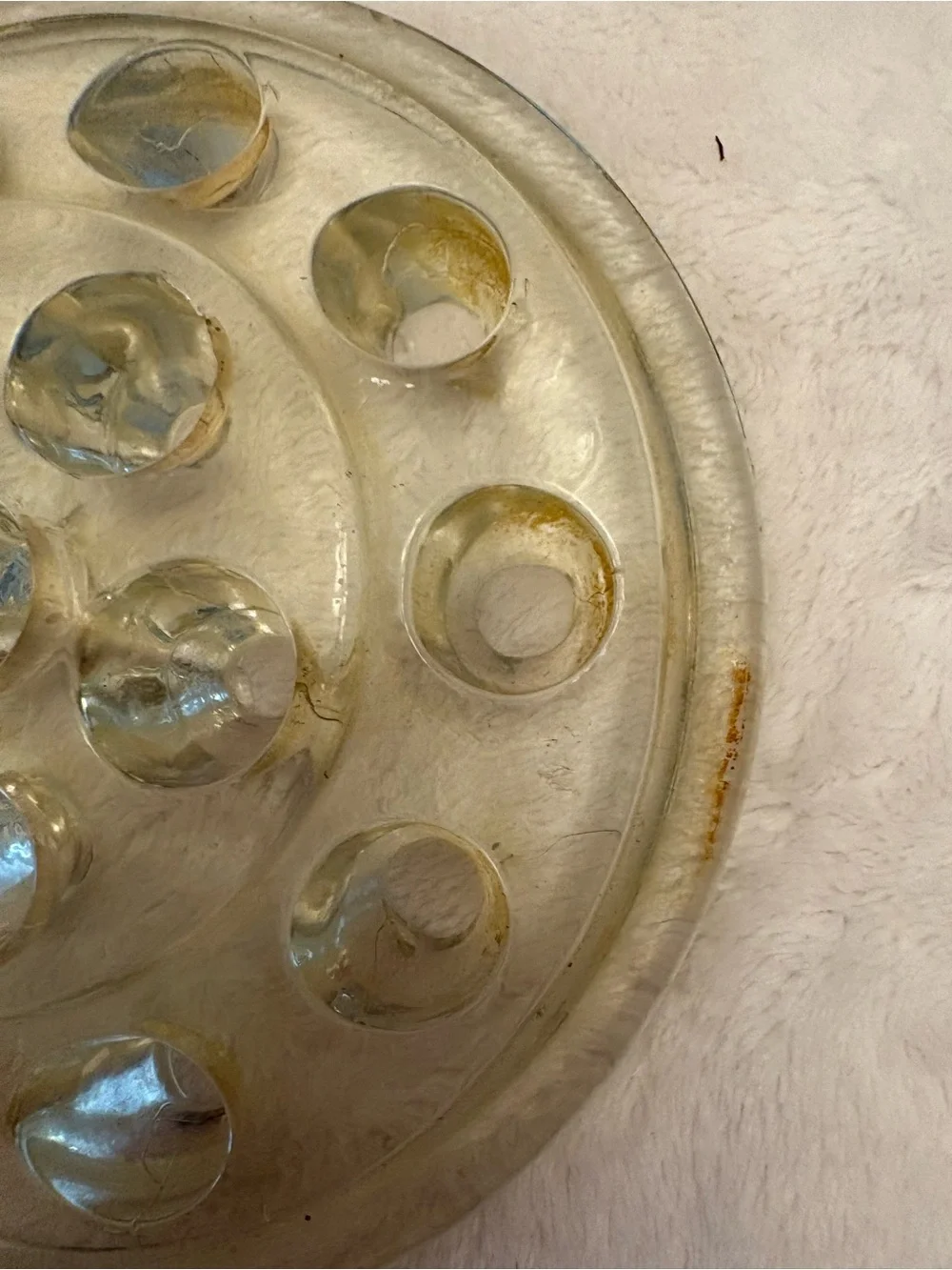 Vintage Clear Glass Flower Frog 16 hole